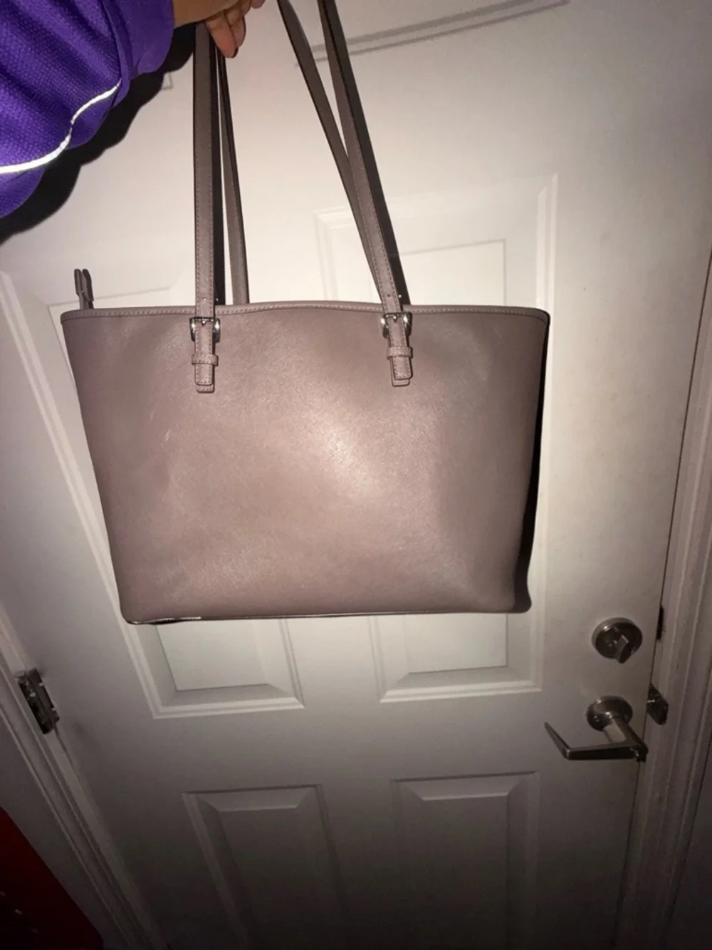 Michael Kors taupe Leather Tote with MK Charm - Picture 2 of 5